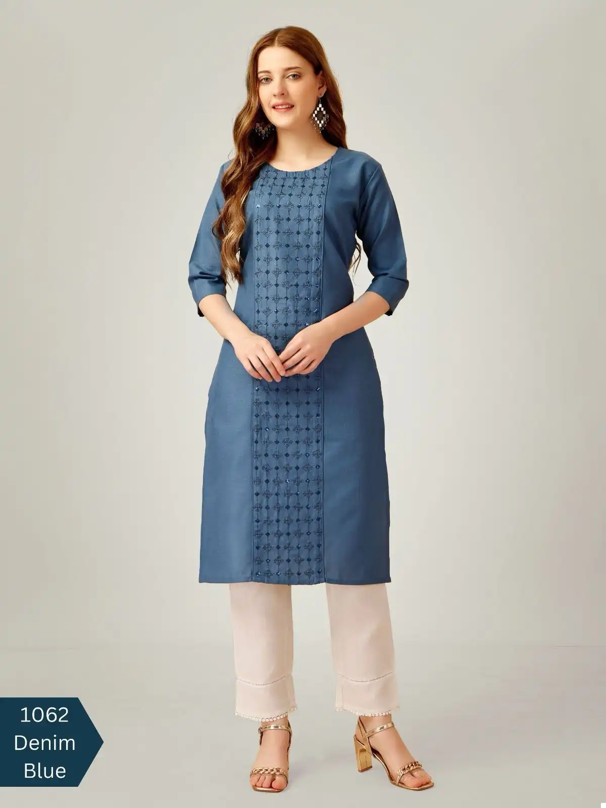 Vardan Ethnic Design No 1062 Cotton Blend Wholesale Kurti With Pant Catalog - Image 4
