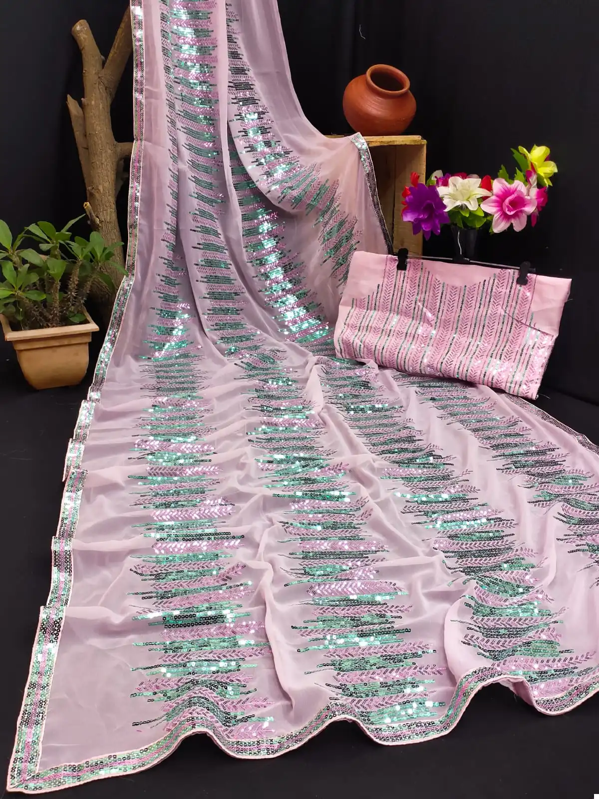 Vardan Ethnic Jr 574 Georgette Wholesale Fancy Sarees - Image 5