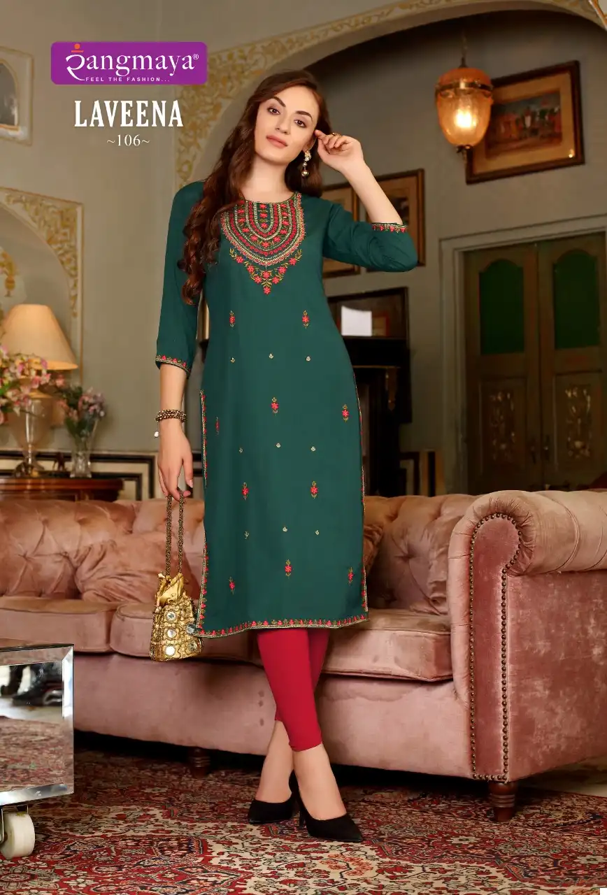 Vardan Ethnic Laveena Bombay Imported Wholesale Fancy Kurtis Catalog - Image 3