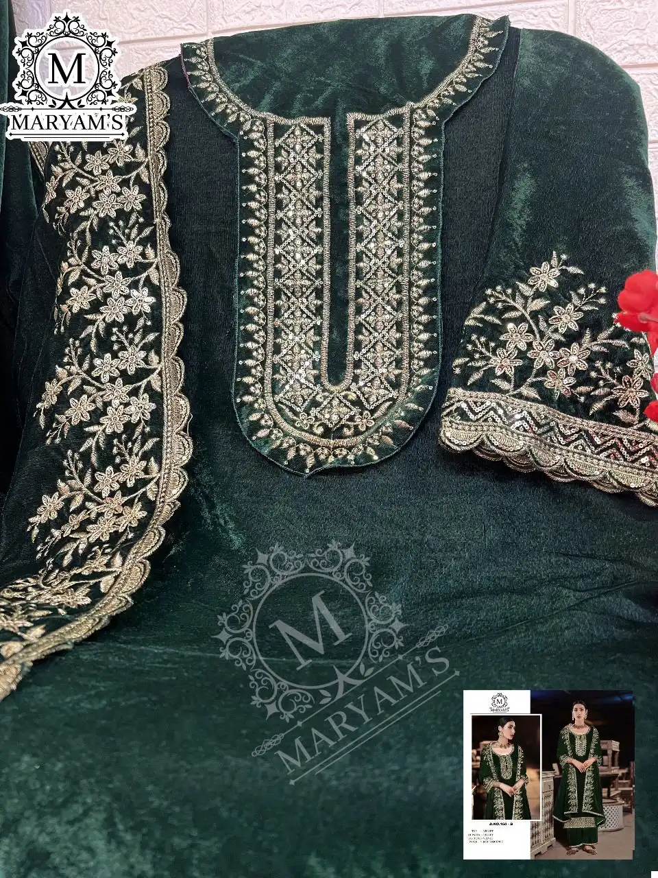 Vardan Ethnic Maryam’s 160 Pure Viscose Velvet Wholesale Pakistani Unstitched And Readymade Salwar Suit Catalog - Image 2