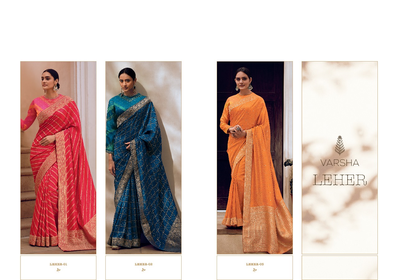 Varsha Leher Viscose Woven Wholesale Fancy Sarees Catalog - Image 4