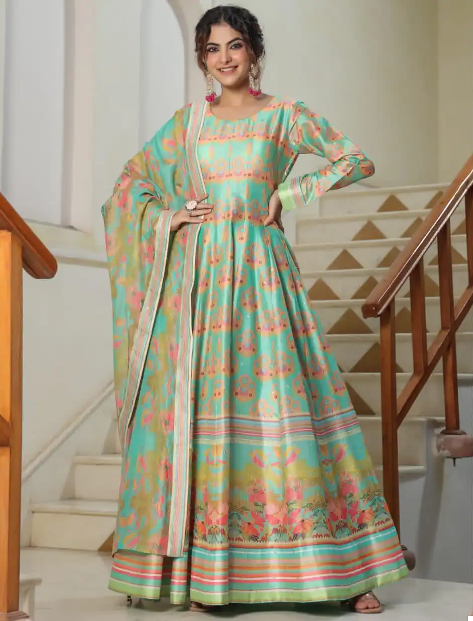 Virasat Flora Killer Silk Wholesale Designer Gown With Dupatta Catalog