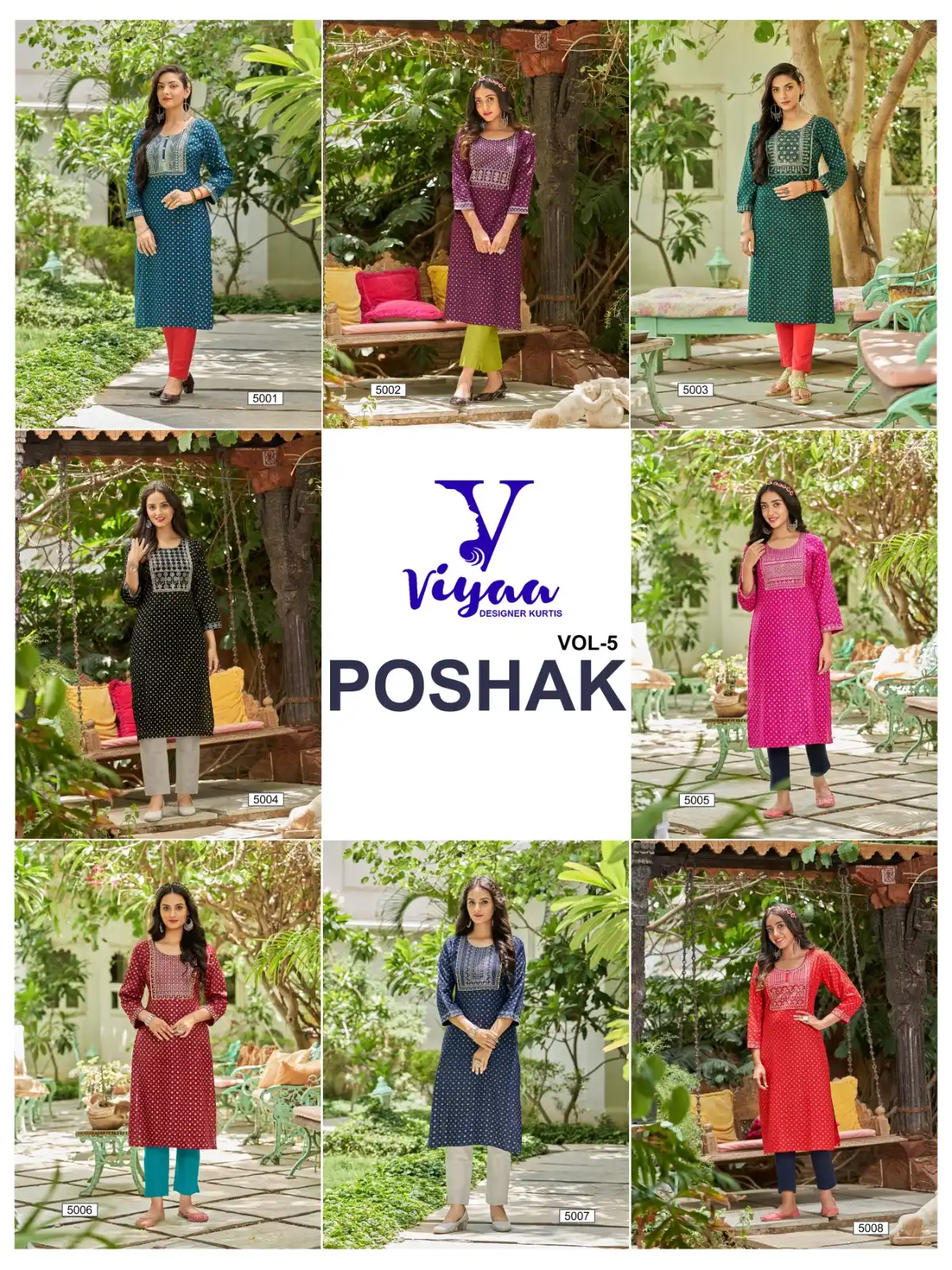 Viyaa Designer Poshak Vol 5 Finest Quality Of Pure 14 Kg Rayon Wholesale Kurtis Catalog - Image 9