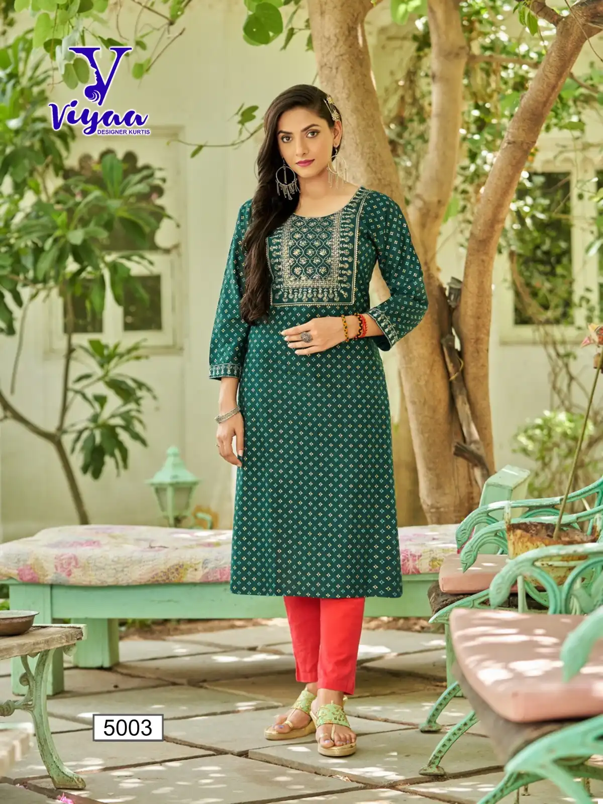 Viyaa Designer Poshak Vol 5 Finest Quality Of Pure 14 Kg Rayon Wholesale Kurtis Catalog - Image 2