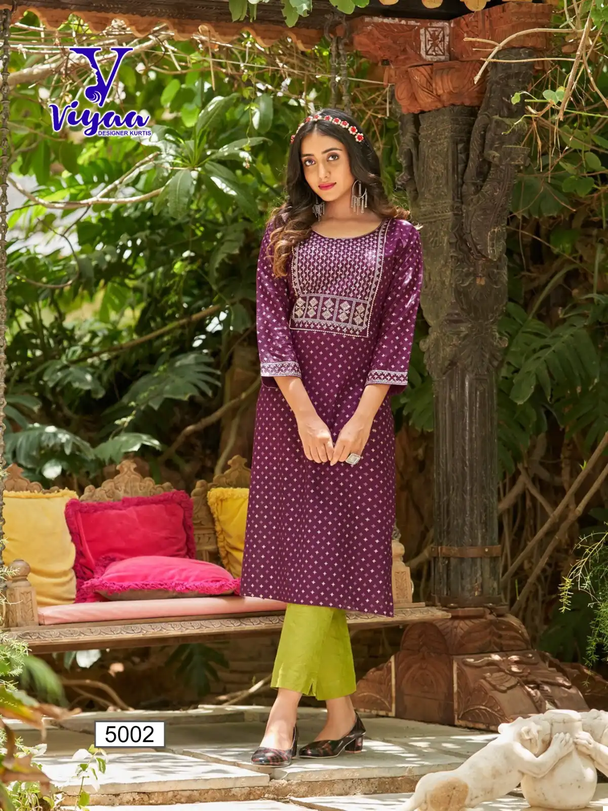 Viyaa Designer Poshak Vol 5 Finest Quality Of Pure 14 Kg Rayon Wholesale Kurtis Catalog - Image 7