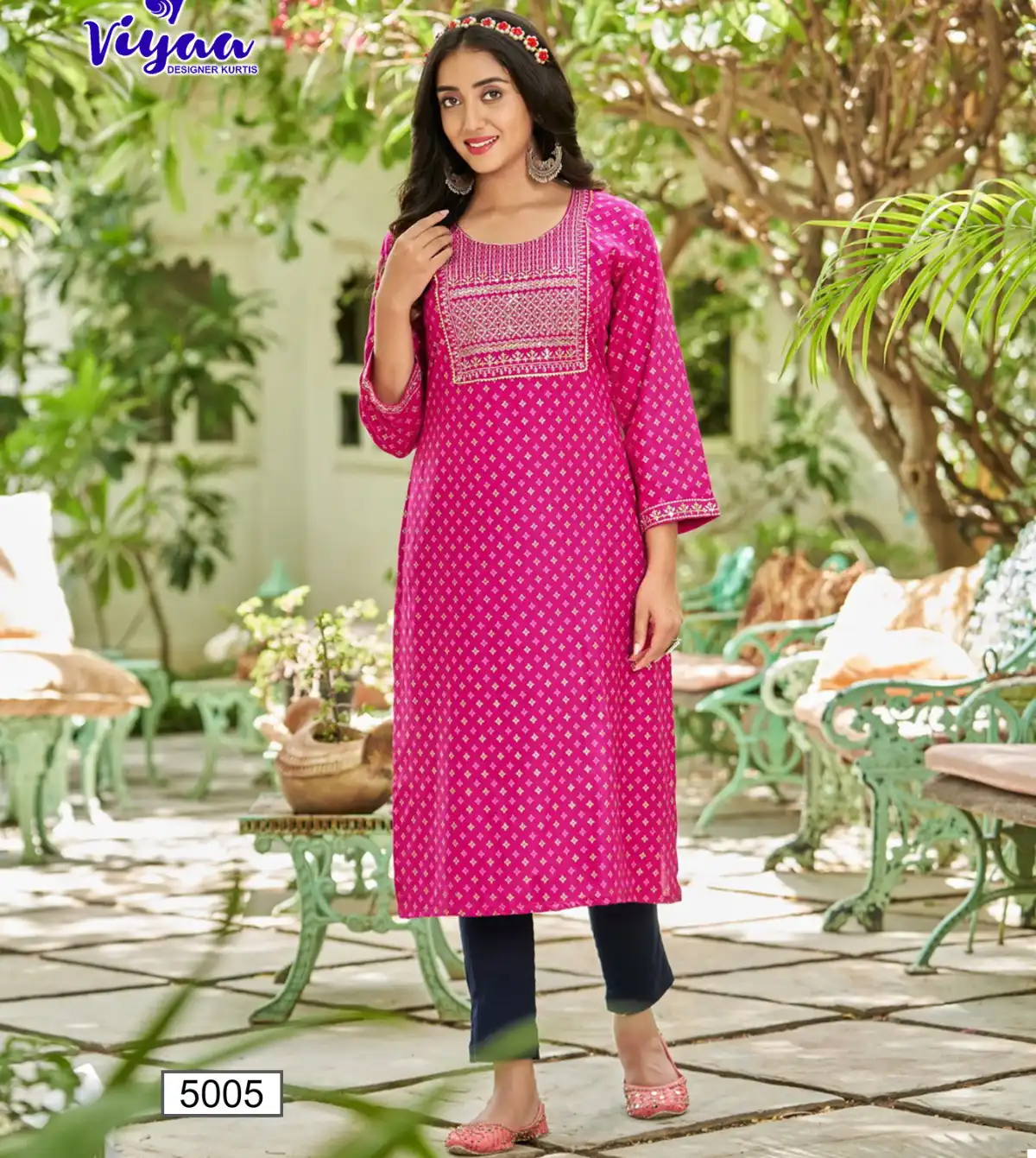 Viyaa Designer Poshak Vol 5 Finest Quality Of Pure 14 Kg Rayon Wholesale Kurtis Catalog