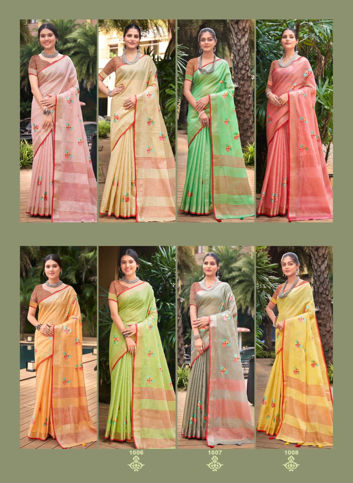 Sangam Linen Fashion Linen Wholesale Sarees Catalog - Image 9