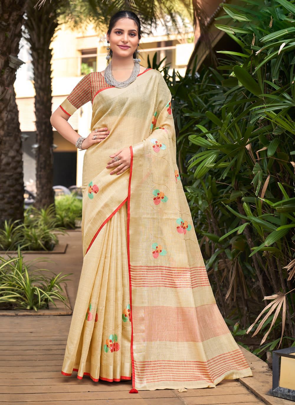 Sangam Linen Fashion Linen Wholesale Sarees Catalog - Image 3