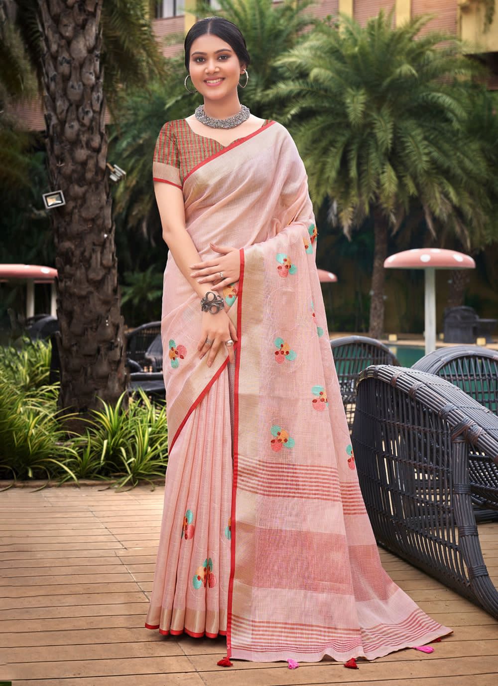 Sangam Linen Fashion Linen Wholesale Sarees Catalog - Image 4