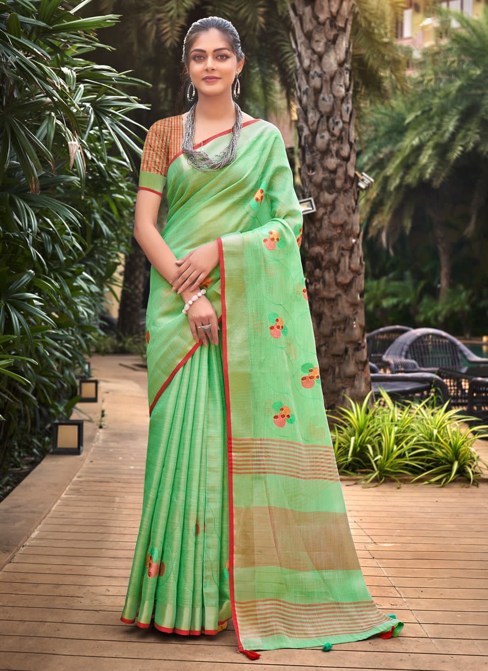 Sangam Linen Fashion Linen Wholesale Sarees Catalog - Image 5