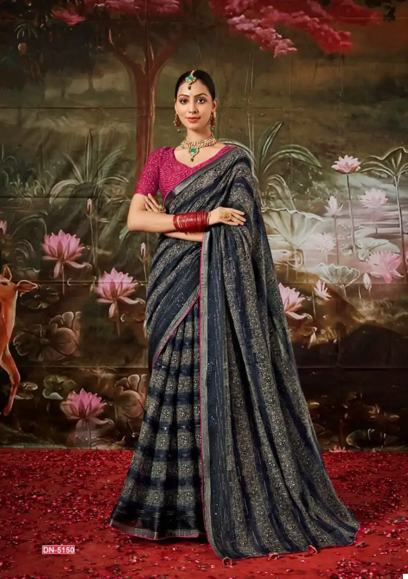 5D Designer Ranjitha Cottan Silk Wholesale Sarees Catalog - Image 3