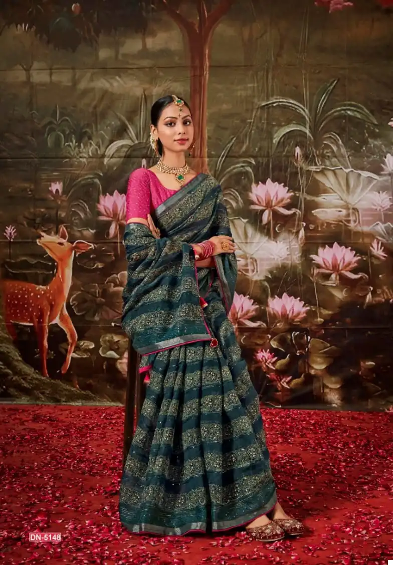 5D Designer Ranjitha Cottan Silk Wholesale Sarees Catalog - Image 4