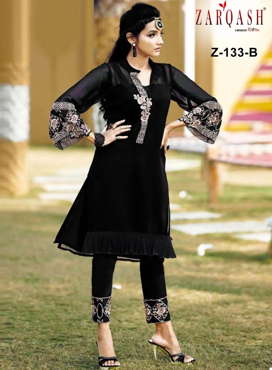 Zarqash Z 133 Faux Georgette Wholesale Pakistani Kurti With Pant Catalog