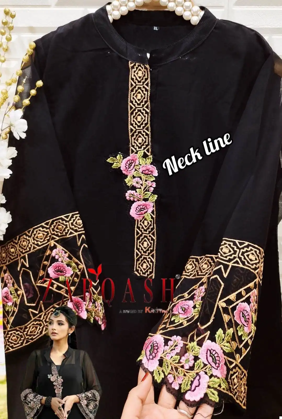 Zarqash Z 133 Faux Georgette Wholesale Pakistani Kurti With Pant Catalog - Image 2