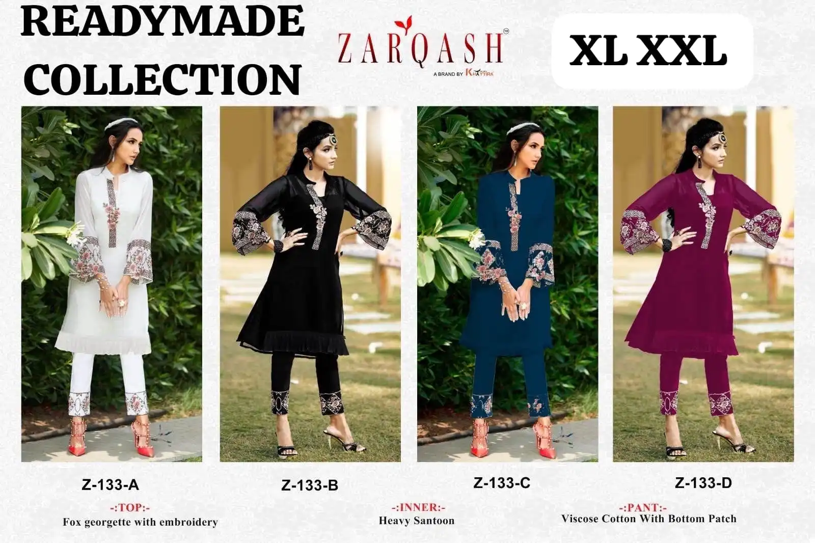 Zarqash Z 133 Faux Georgette Wholesale Pakistani Kurti With Pant Catalog - Image 10