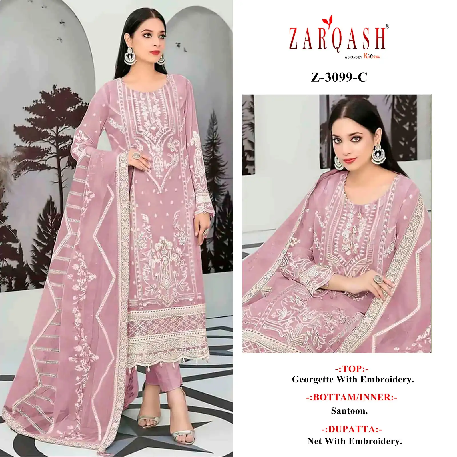 Zarqash Z 3099 Georgette Wholesale Pakistani Salwar Suit Catalog - Image 3