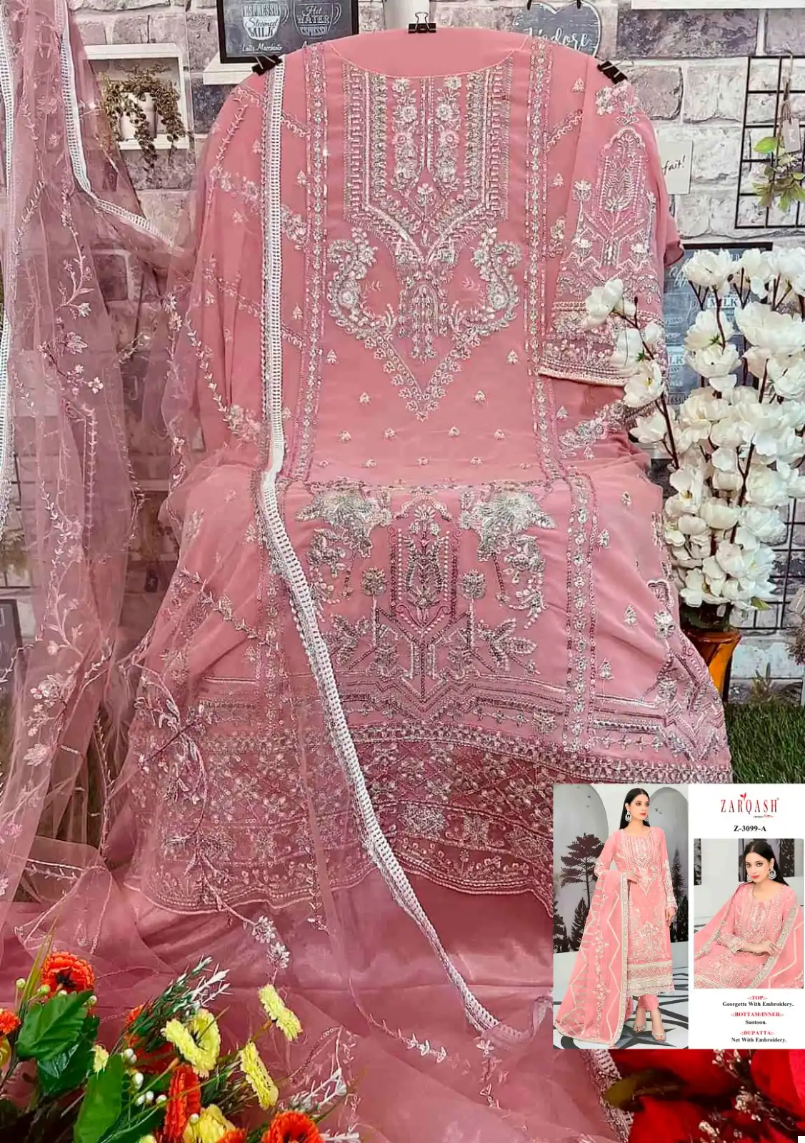 Zarqash Z 3099 Georgette Wholesale Pakistani Salwar Suit Catalog - Image 4