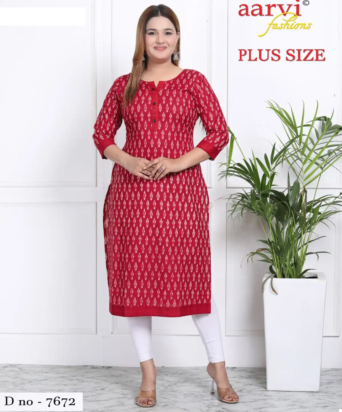 Aarvi Fashion Plus Size Vol 3 100% Cotton Wholesale Kurtis Catalog