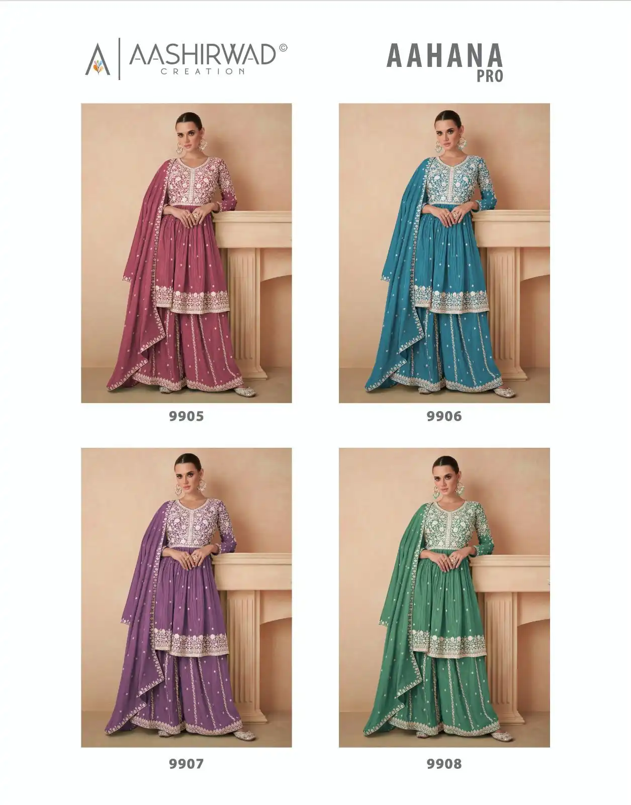 Aashirwad Aahana Pro Premium Chinnon Silk Wholesale Designer Readymade Salwar Suit Catalog - Image 5