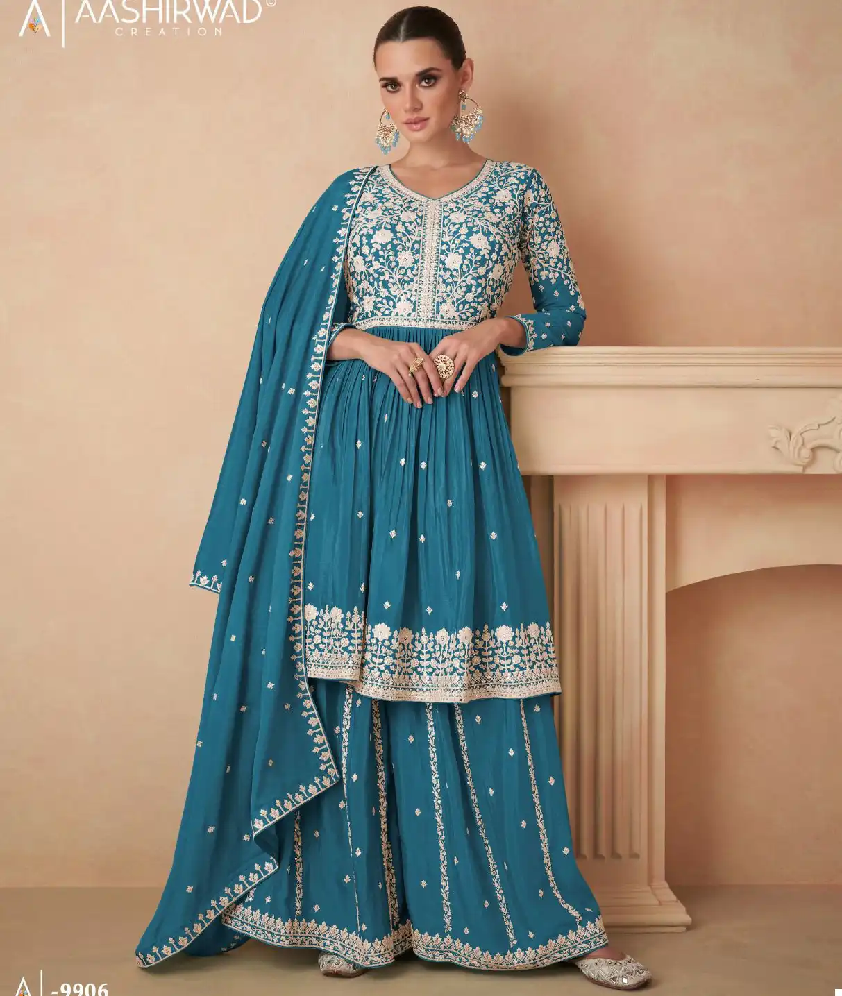 Aashirwad Aahana Pro Premium Chinnon Silk Wholesale Designer Readymade Salwar Suit Catalog