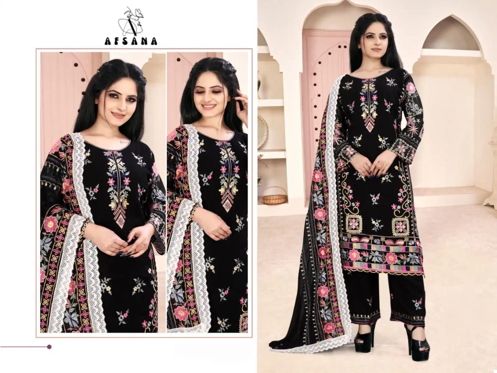 Afsana Babli Faux Georgette Wholesale Pakistani Readymade Salwar Suit Catalog - Image 2