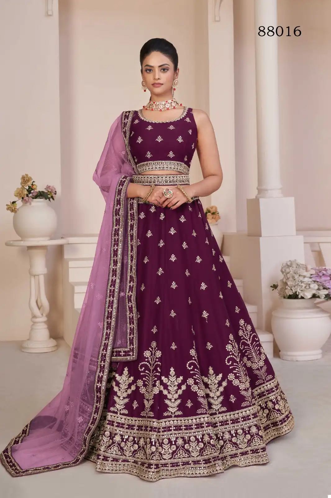 Arya Designs Volume 53 Net & Georgette Wholesale Lahenga Catalog - Image 2
