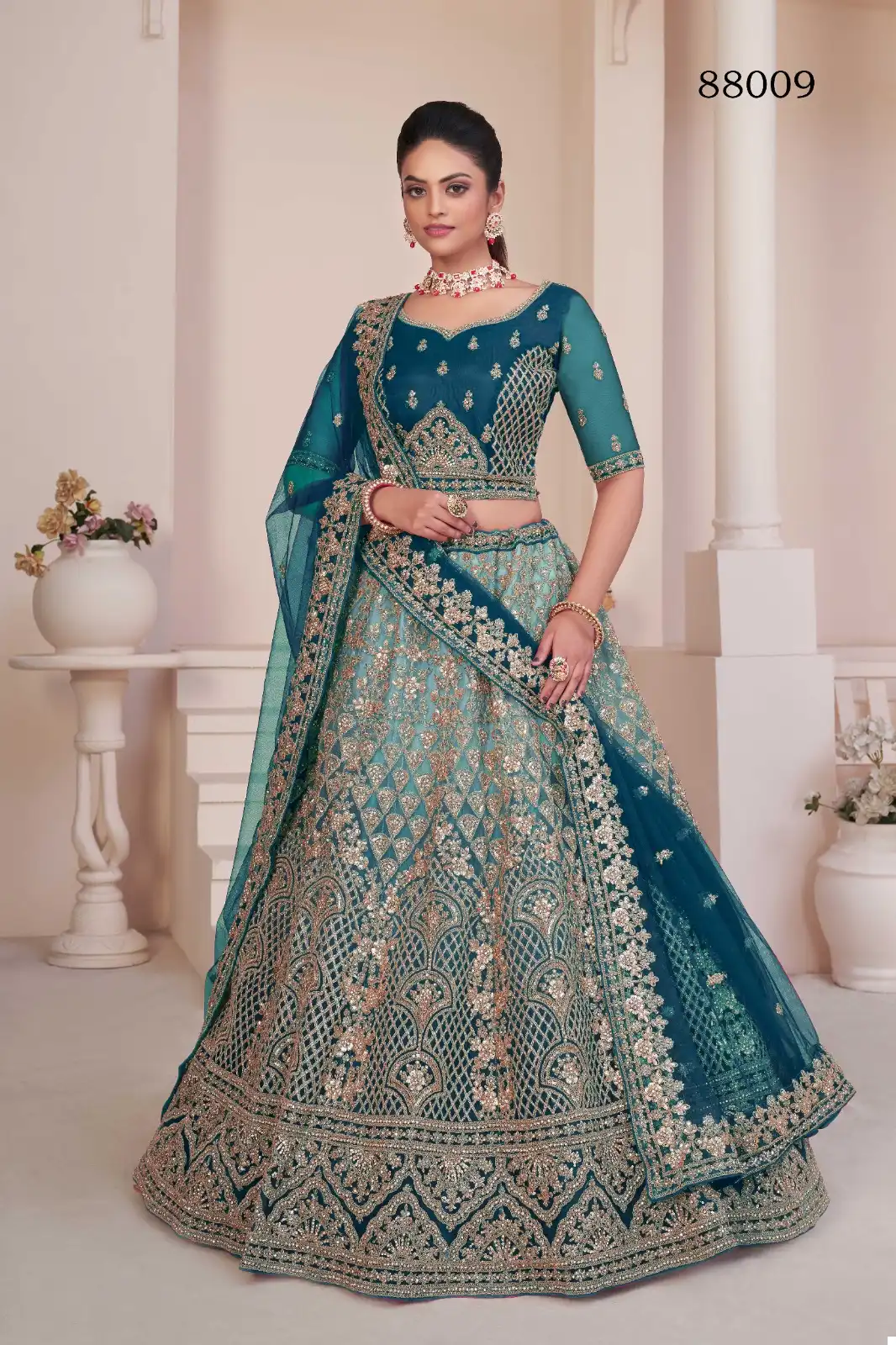 Arya Designs Volume 53 Net & Georgette Wholesale Lahenga Catalog - Image 10