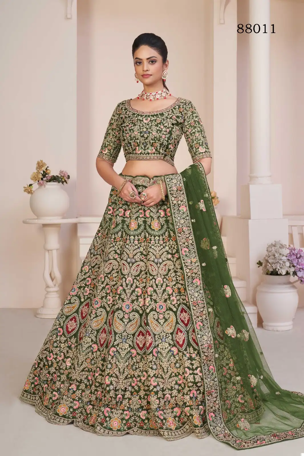 Arya Designs Volume 53 Net & Georgette Wholesale Lahenga Catalog - Image 11