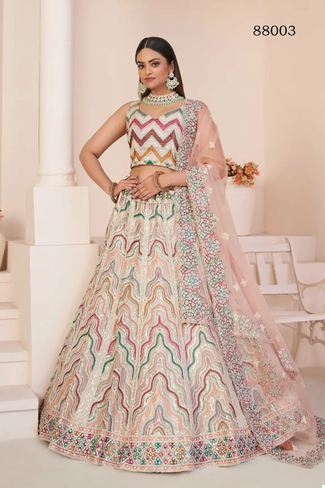 Arya Designs Volume 53 Net & Georgette Wholesale Lahenga Catalog - Image 5