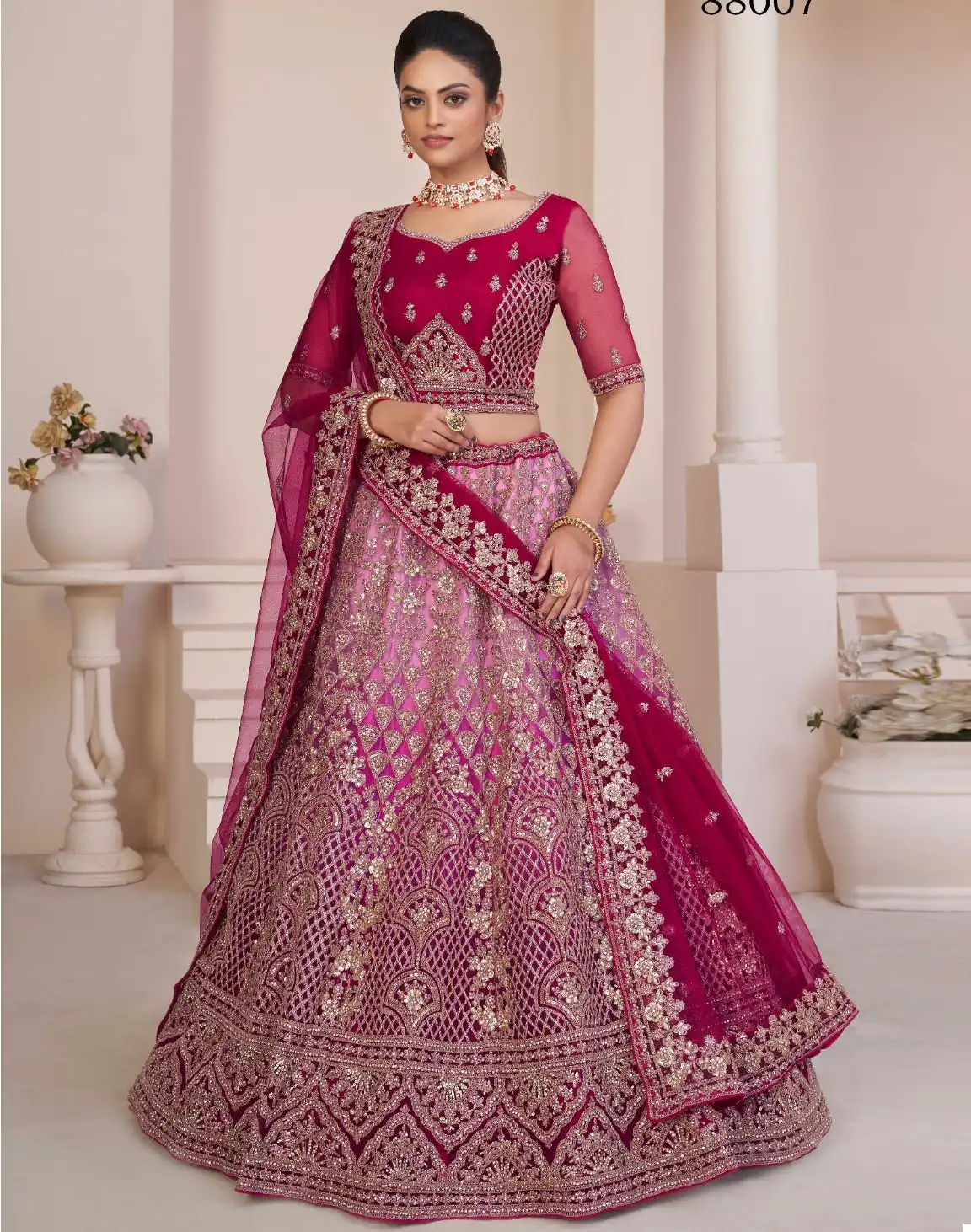 Arya Designs Volume 53 Net & Georgette Wholesale Lahenga Catalog