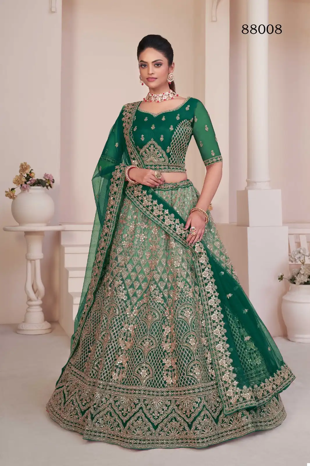 Arya Designs Volume 53 Net & Georgette Wholesale Lahenga Catalog - Image 9