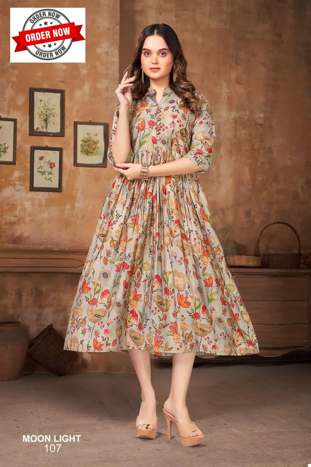 Beauty Queen Moonlight Vol.1 Modal Chanderi Print Wholesale Fancy Anarkali Kurtis Catalog - Image 2