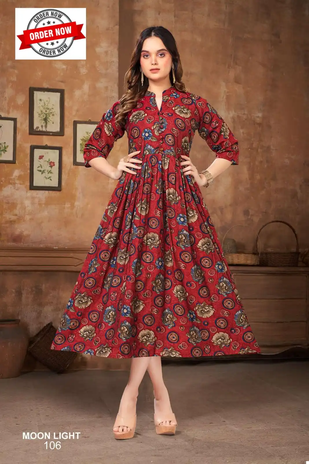 Beauty Queen Moonlight Vol.1 Modal Chanderi Print Wholesale Fancy Anarkali Kurtis Catalog - Image 3