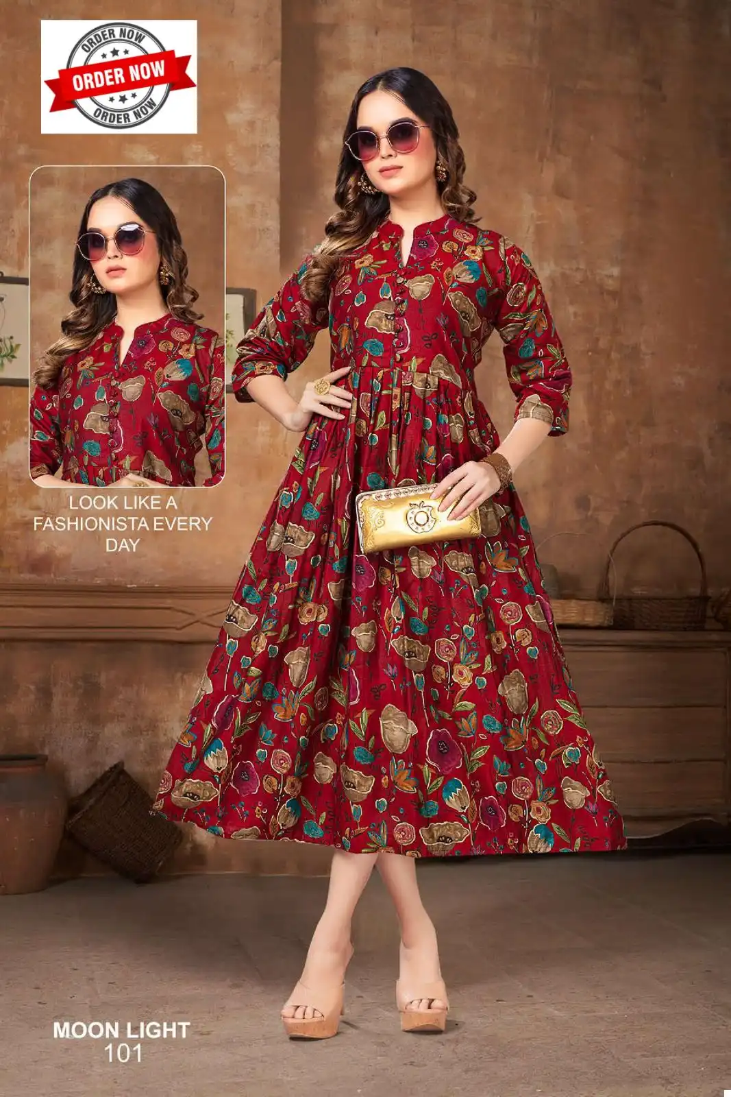 Beauty Queen Moonlight Vol.1 Modal Chanderi Print Wholesale Fancy Anarkali Kurtis Catalog - Image 4