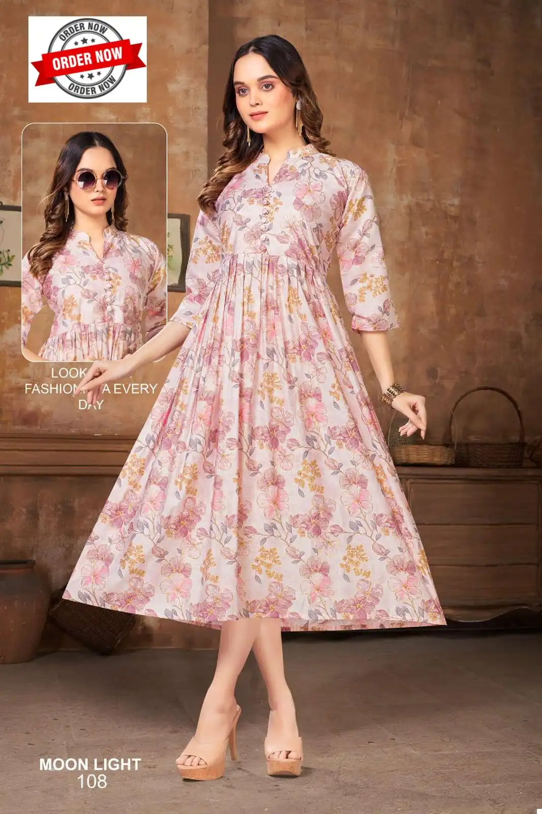 Beauty Queen Moonlight Vol.1 Modal Chanderi Print Wholesale Fancy Anarkali Kurtis Catalog - Image 7