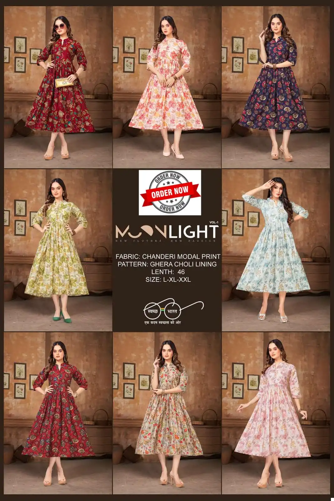 Beauty Queen Moonlight Vol.1 Modal Chanderi Print Wholesale Fancy Anarkali Kurtis Catalog - Image 9