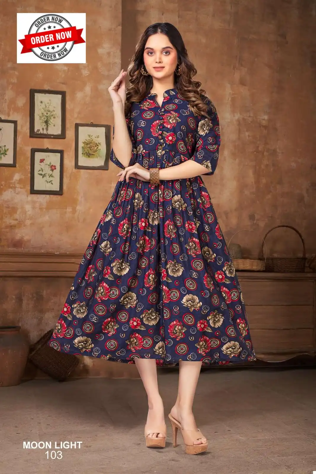 Beauty Queen Moonlight Vol.1 Modal Chanderi Print Wholesale Fancy Anarkali Kurtis Catalog - Image 8