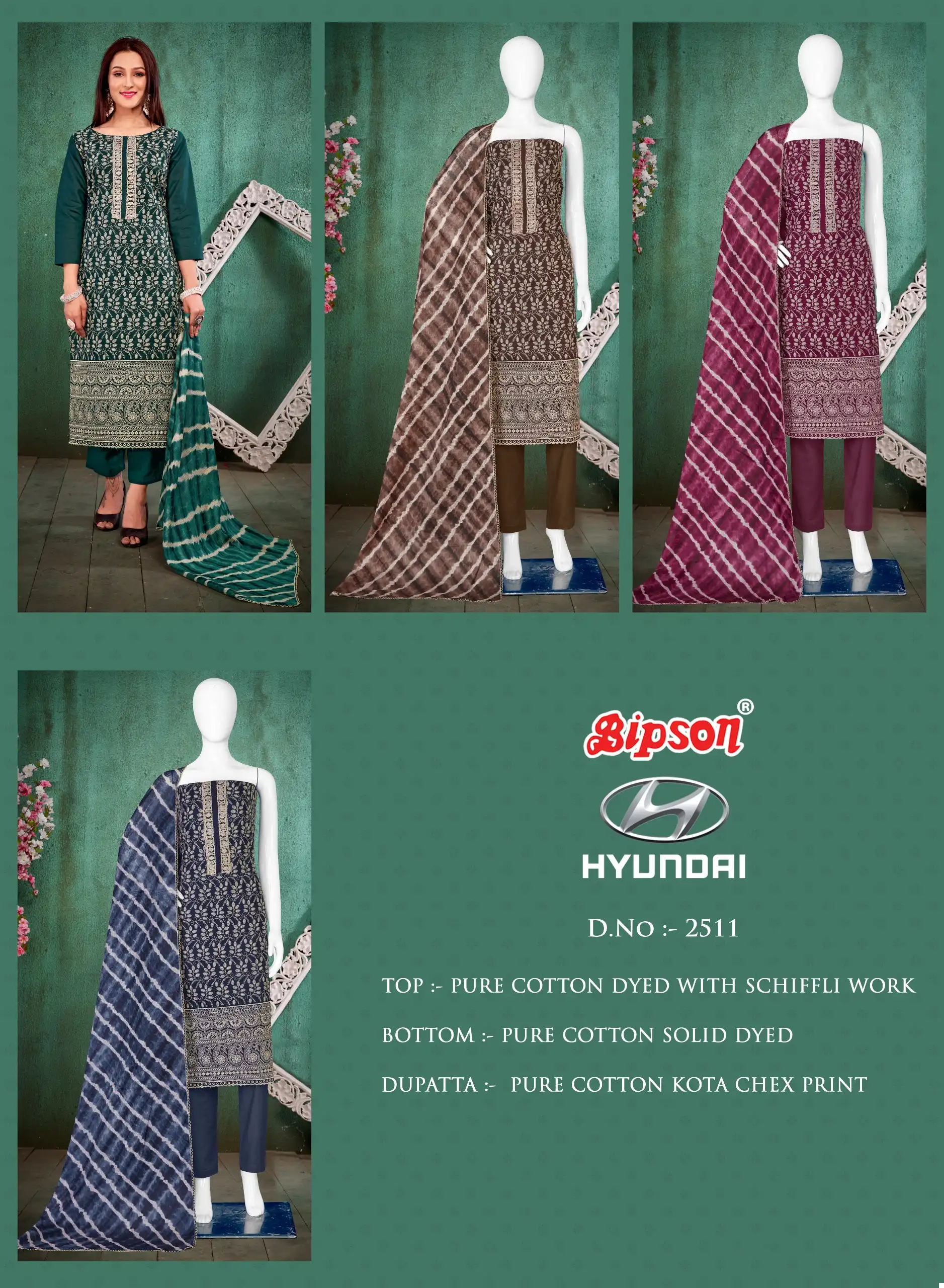Bipson Hyundai 2511 Pure Soft Cotton Wholesale Salwar Suit Catalog - Image 5