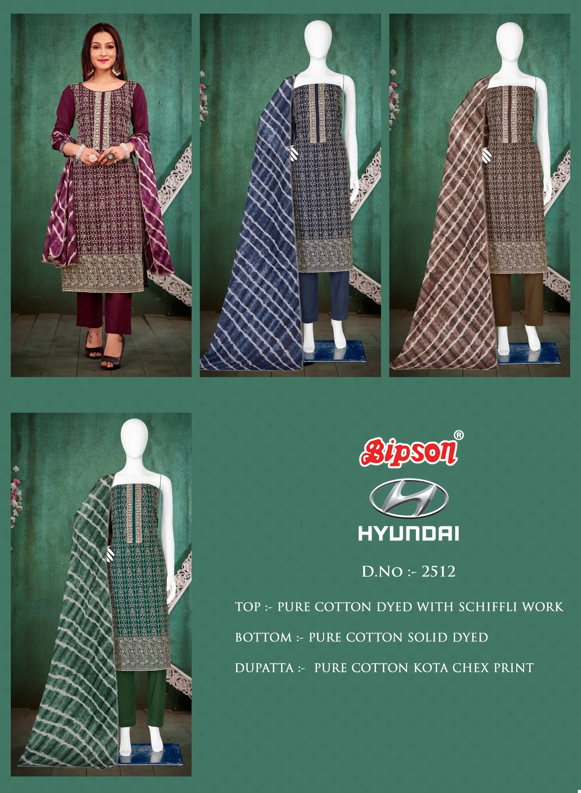 Bipson Hyundai 2512 Pure Soft Cotton Wholesale Salwar Suit Catalog - Image 5