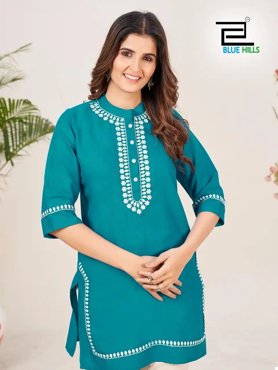 Blue Hills Swiss 14 Kg Rayon Wholesale Kurti Side Cut Catalog - Image 3