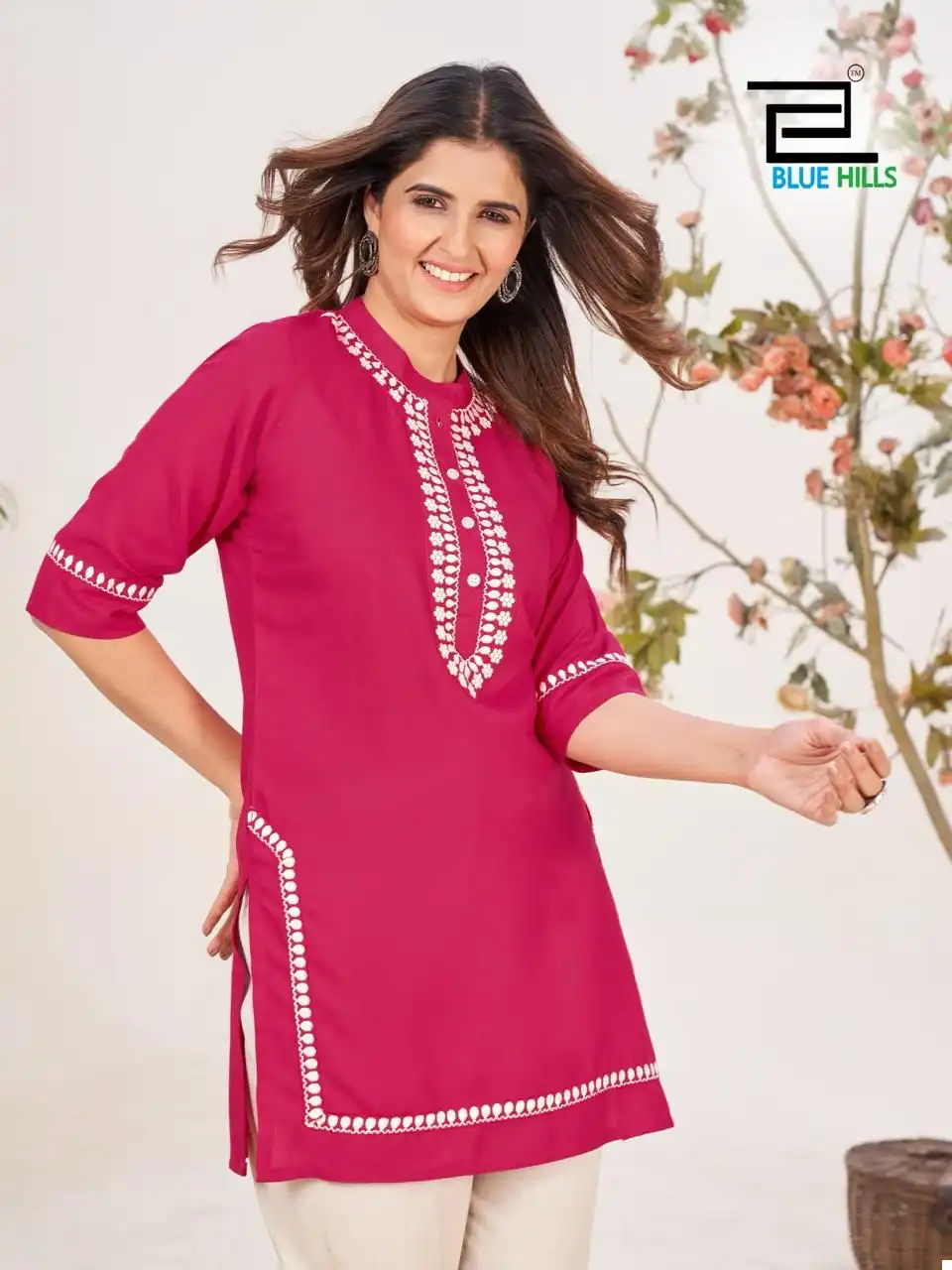 Blue Hills Swiss 14 Kg Rayon Wholesale Kurti Side Cut Catalog - Image 5