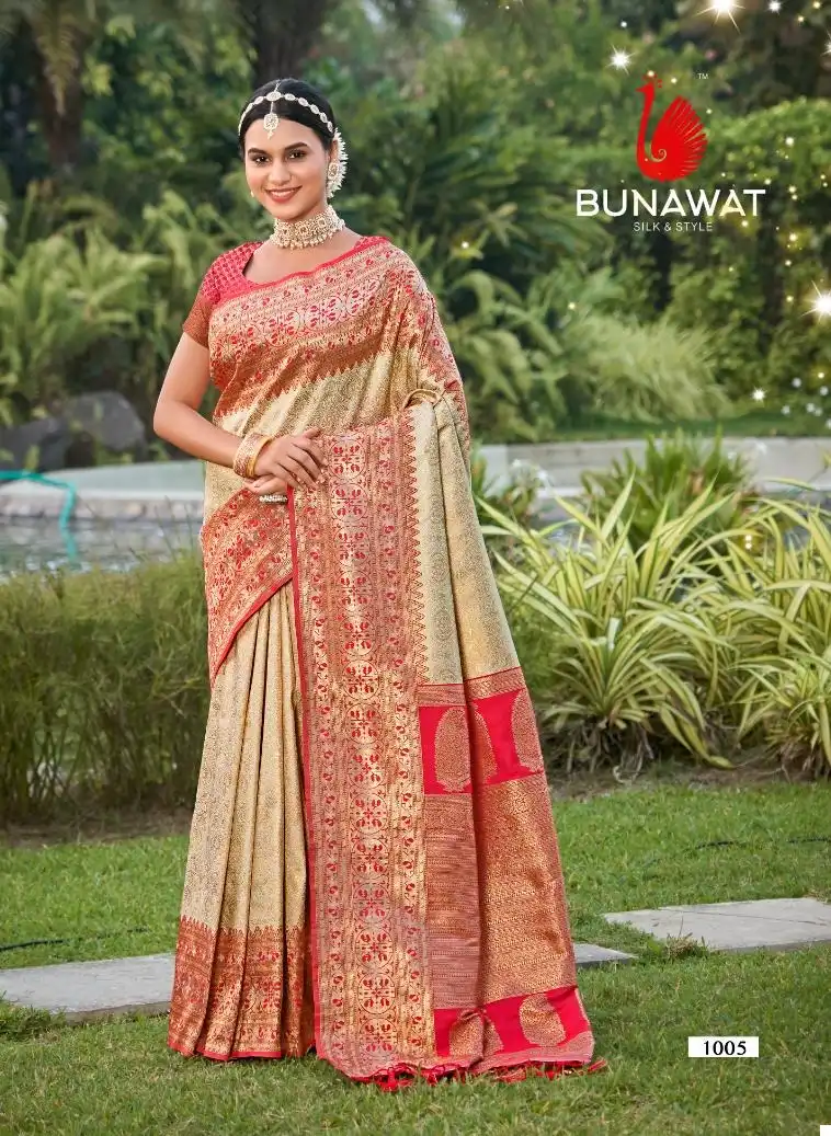 Bunawat Gauri Priya Kanjivaram Silk Wholesale Fancy Sarees Catalog - Image 4