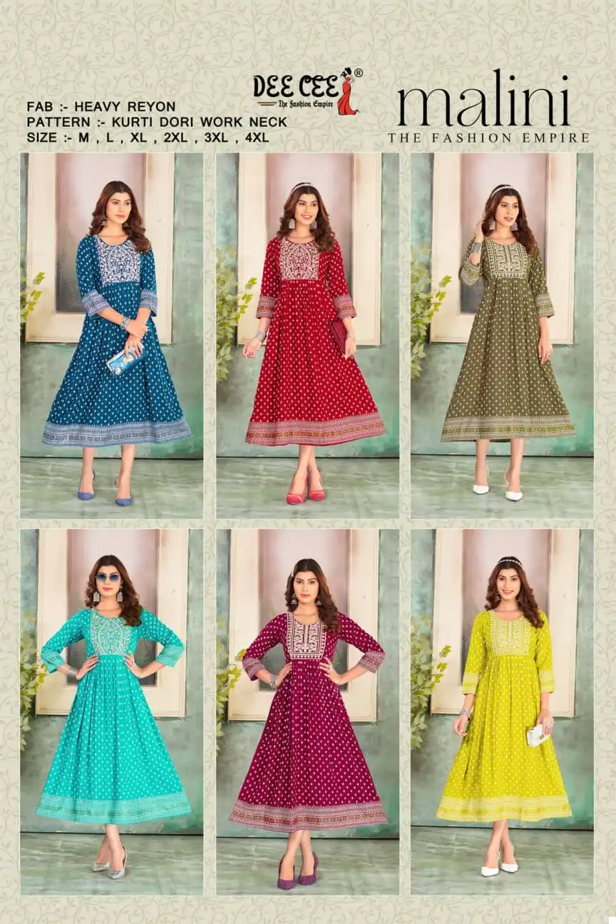 Deecee Malini Heavy Rayon Wholesale Long Kurtis Catalog - Image 7