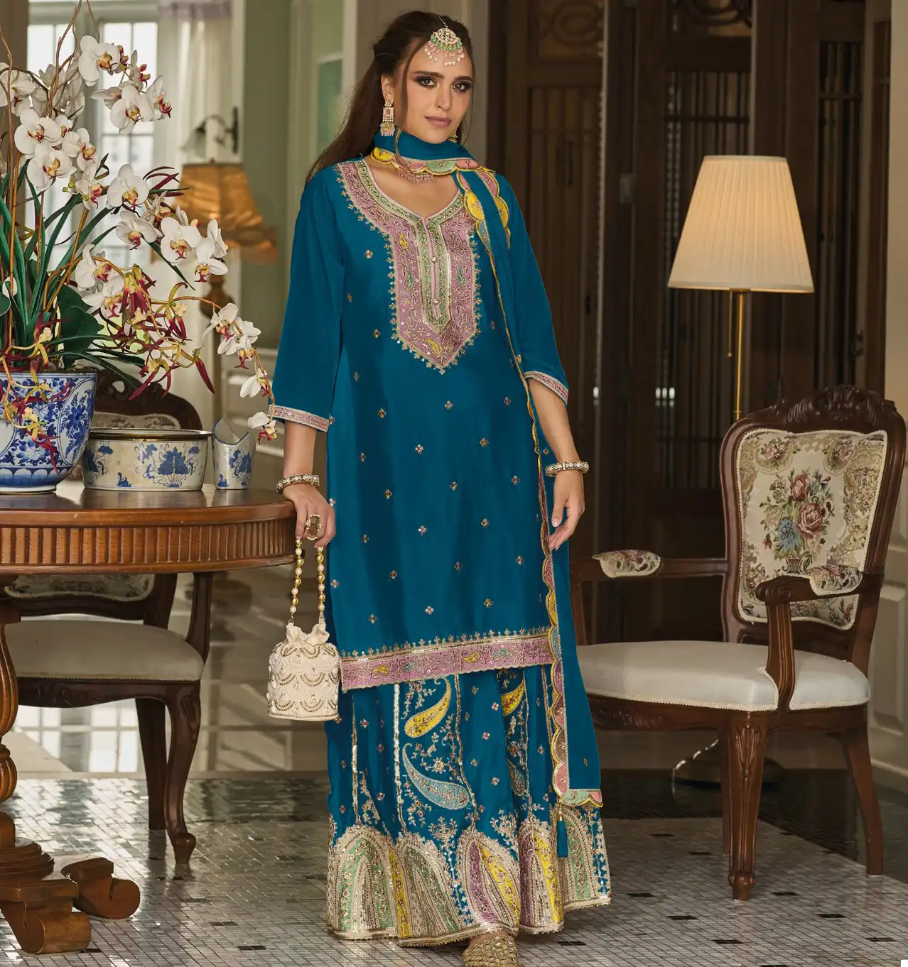 Eba Lifestyle Safroon Vol3 Hevey Chinon Wholesale Designer Readymade Salwar Suit