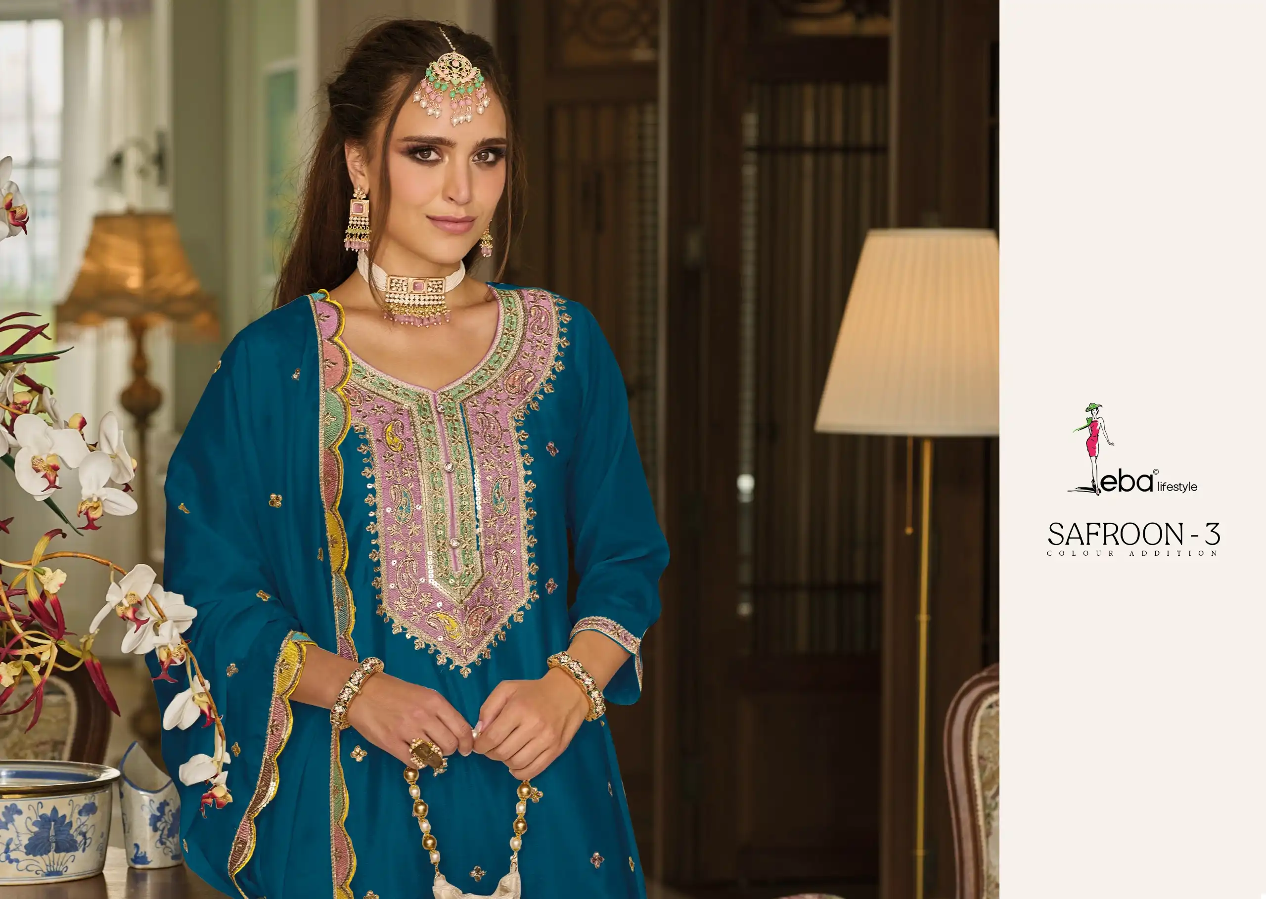 Eba Lifestyle Safroon Vol3 Hevey Chinon Wholesale Designer Readymade Salwar Suit - Image 2