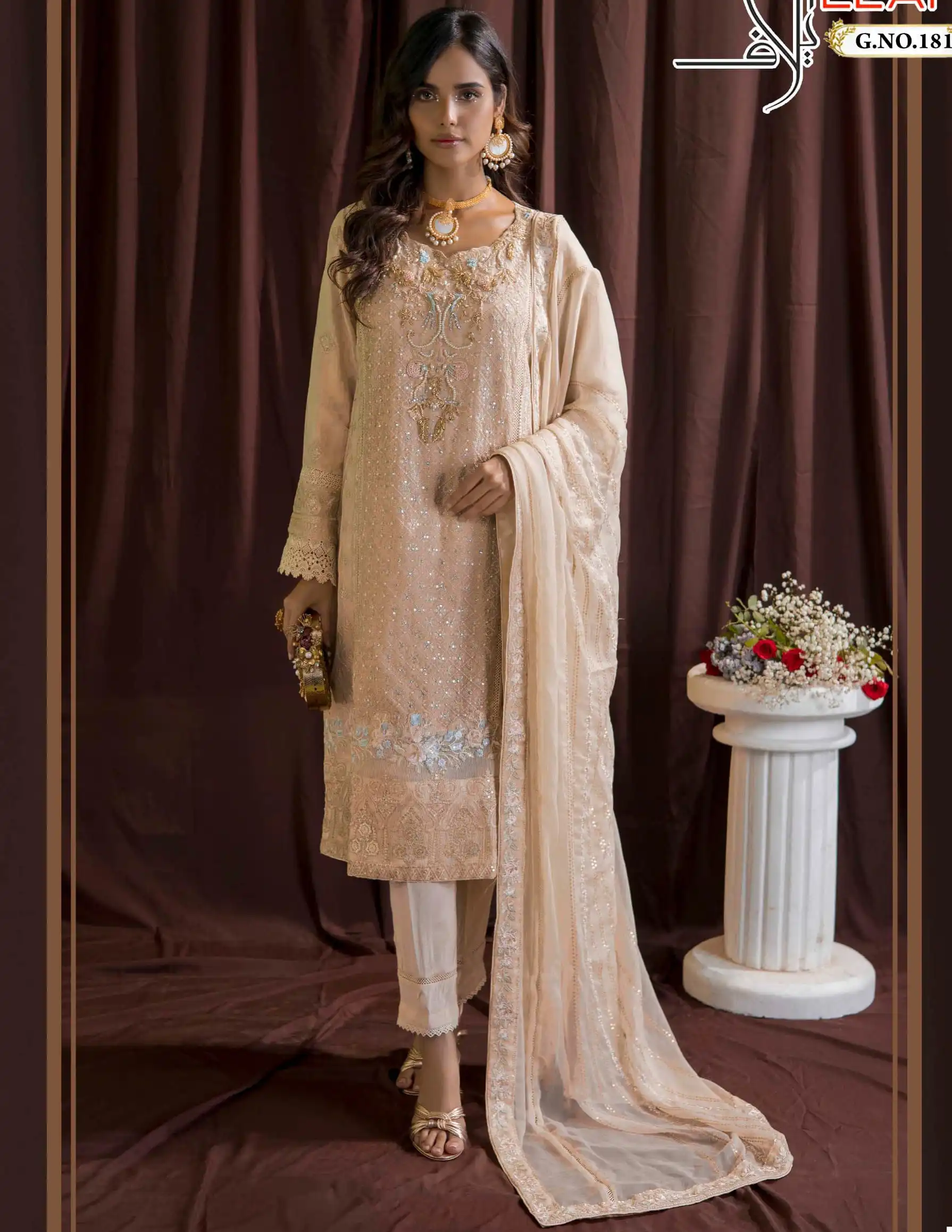 Elaf D No 181 Heavy Faux Georgette Wholesale Pakistani Salwar Suit