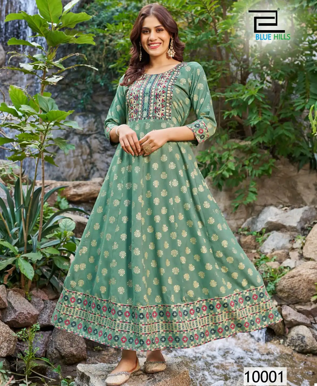 Blue Hills Encounter Vol 10 Rayon 14Kg Foil Print Wholesale Anarkali Gown Catalog