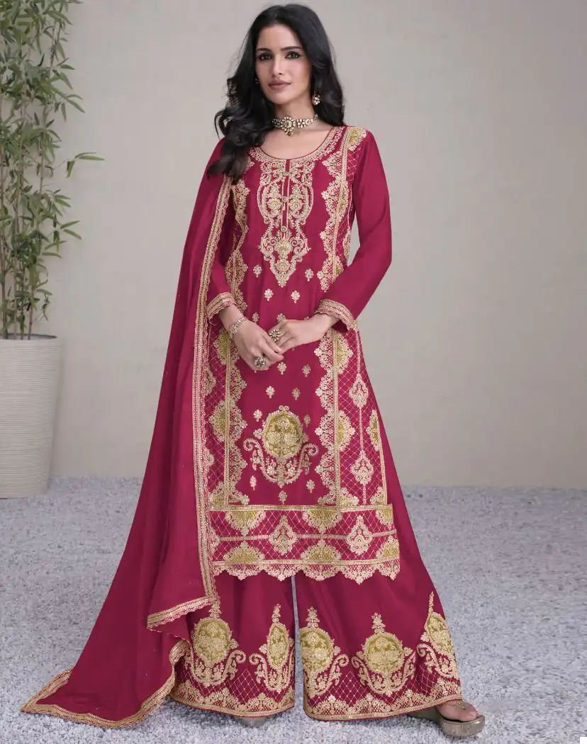 Gulkayra Designer Hirwa Real Chinon Wholesale Designer Readymade Salwar Suit Catalog