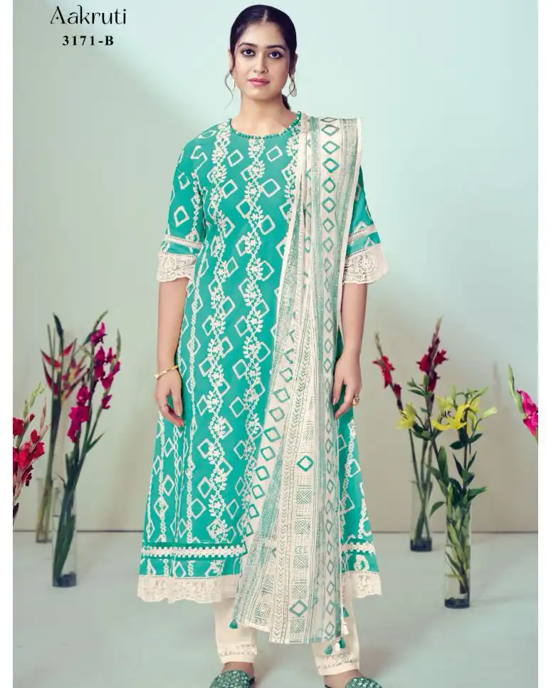 Jayvijay Aakruti 3171 Pure Cotton Block Print Wholesale Fancy Salwar Suit Catalog