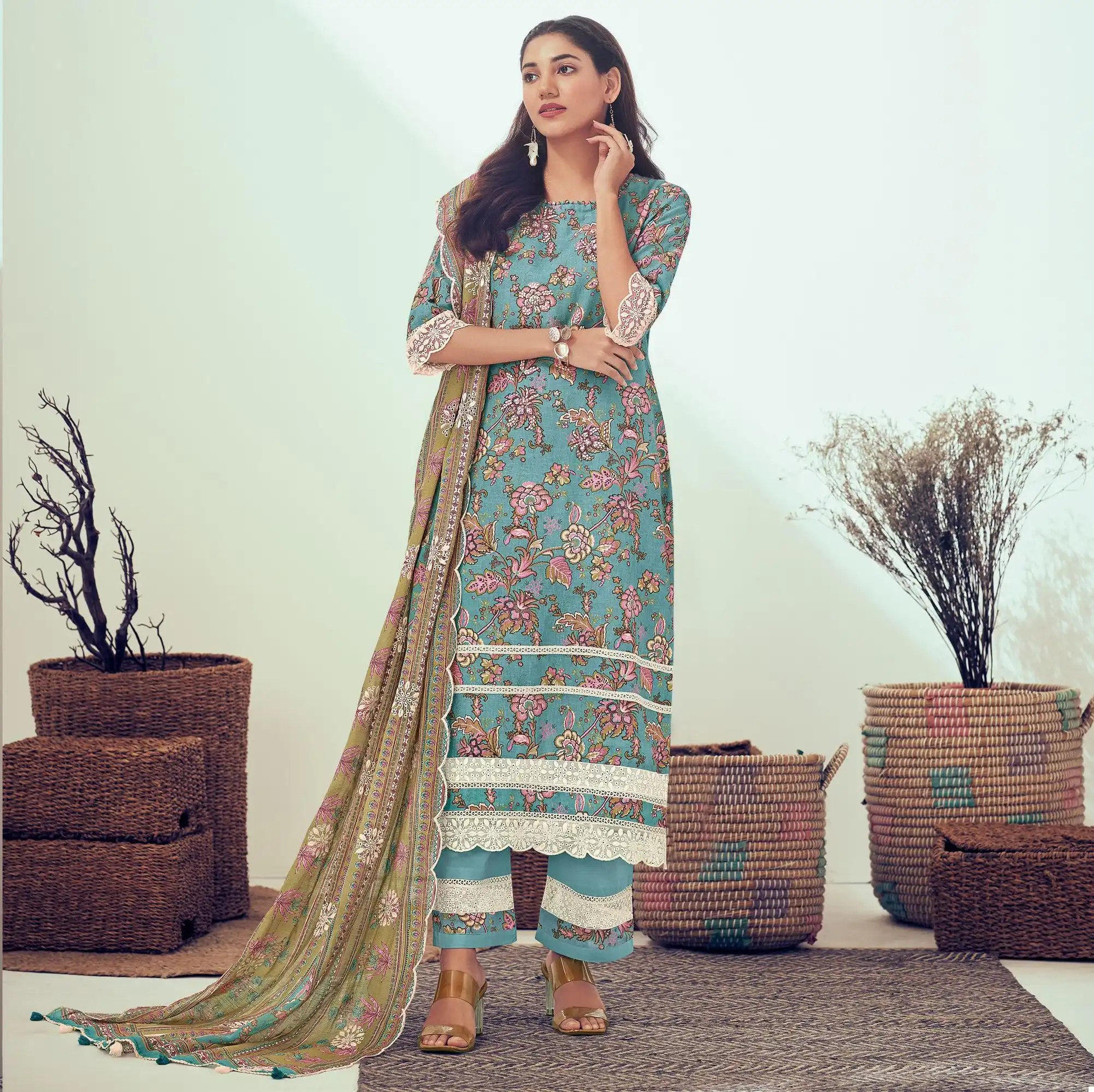 Jayvijay Weaves Pure Linen Digital Print Wholesale Fancy Salwar Suit Catalog